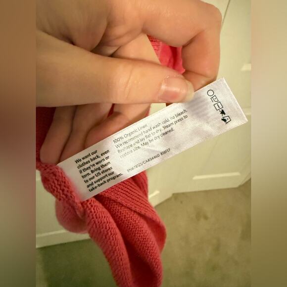 Eileen Fisher Pink Bateau Neck Organic Linen Sweater CHRLN Pink and Red Large - Picture 8 of 9